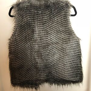 Black/Gray Faux Fur Vest